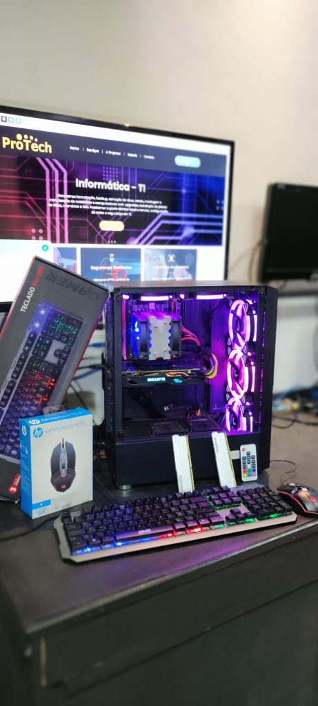 Equipamento sendo testado após manutenção